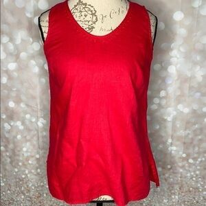 J. JILL Red Linen V-Neck Sleeveless Top XS